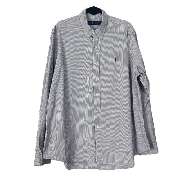Ralph Lauren Men’s Shirt Collared Button Down Point Collar Black Stripe Size XXL - Picture 10 of 11